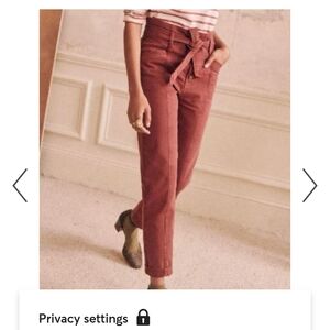 Sezane Cropped Tie-Belt Pants - Rust